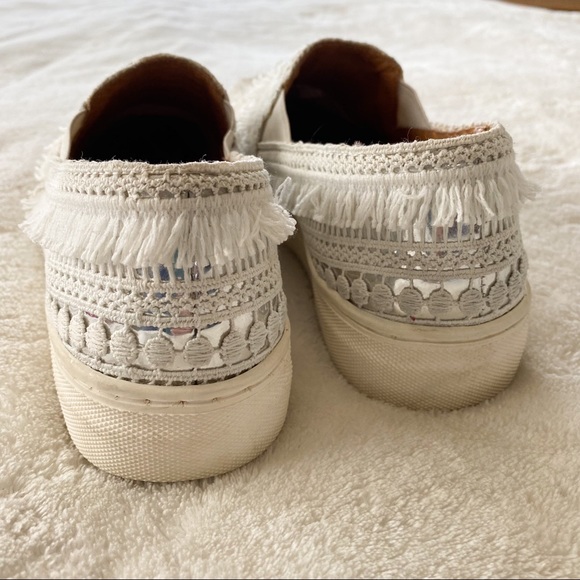 Anthro Seychelle Boho Crochet Leather Slip On Shoe - Picture 7 of 11